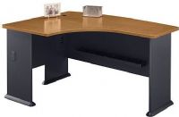 Bush WC57433 Left L Bow Desk, Collection: Series A: Natural Cherry, Accepts Universal or Articulating Keyboard Shelf, Forms L or U-shaped configurations in combination with other desks, L-Bow desk allows user to face approach side while keyboarding, Desktop & side panel grommets provide wire access and concealment (WC 57433 WC-57433 WC5743 WC574)  