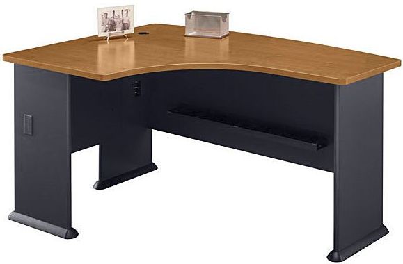 Bush WC57433 Left L Bow Desk, Collection: Series A: Natural Cherry, Accepts Universal or Articulating Keyboard Shelf, Forms L or U-shaped configurations in combination with other desks, L-Bow desk allows user to face approach side while keyboarding, Desktop & side panel grommets provide wire access and concealment (WC 57433 WC-57433 WC5743 WC574) 