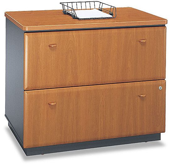 Bush WC57454A Lateral File Natural Cherry, Drawers hold letter, legal or A4-size files, Interlocking drawers reduce likelihood of tipping, Gang lock with interchangeable core affords privacy and flexibility, Full-extension, ball bearing slides allow easy file access, 11.26