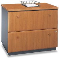 Bush WC57454ASU Lateral File, Series A , Assembled, Natural Cherry, Interlocking drawers reduce likelihood of tipping, Gang lock with interchangeable core affords privacy and flexibility, Full-extension, ball bearing slides allow easy file access, 11.260" (H) x 11.260" (W) x 15.197" (D) Lower Drawer Compartment, 10.827" (H) x 31.811" (W) x 15.197" (D), Matches height of Desks for side-by-side configuration (WC-57454ASU WC 57454ASU) 