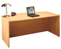 Bush WC60346 Bow Front Desk 72", Light Oak, Desktop & modesty panel grommets for wire access (WC 60346, WC-60346, WC6034, WC603)  