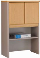 Bush WC64325 Series A Light Oak Storage Cabinet Hutch, Includes 1 adjustable shelf, Upper area is concealed by 2 doors, European-style, adjustable hinges, Wire management for storing printers and fax machines, Light oak finish with sage highlights, 36.50" H x 23.63" W x 13.88" D Dimensions (WC-64325 WC 64325) 