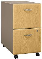Bush WC64352 Two Drawer Mobile File Cabinet, One gang lock secures both drawers, Full-extension, ball-bearing slides, Fits under 36", 48" and 60" Desks, Medium density fiberboard, Light Oak and Sage laminate, Surface is stain/scratch resistant (WC 64352 WC-64352 WC6435 WC643)  