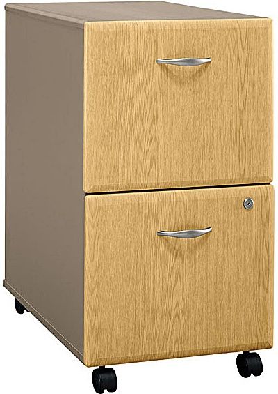 Bush WC64352SU Two Drawer File, Assembled, Light Oak Finish, File fits under desks, Each drawer holds letter, legal and A4-size files, One gang lock secures both drawers, Drawers open on full-extension ball bearing slides (WC 64352SU WC-64352SU WC-64352-SU WC64352-SU)