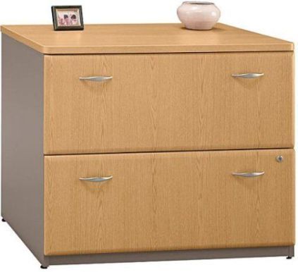 Bush WC64354SU Lateral File, Advantage-Series A Collection, Light Oak finish, Space-efficient, for high filing usage, Holds both letter and legal size files, Both drawers are lockable, Drawers hold letter, legal or A4-size files, Interlocking drawers reduce likelihood of tipping (WC 64354SU WC-64354SU WC-64354-SU WC64354-SU) 