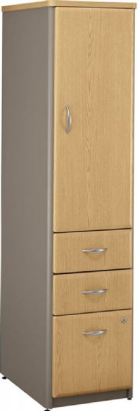 Bush WC64375 Vertical Locker, Light Oak, Two box and one letter-size file drawer in bottom half of unit, Levelers adjust for stability on uneven floor (WC 64375  WC-64375  WC6437 WC643) 