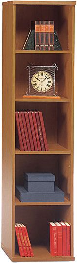 Bush WC72412 Open Single Bookcase, Corsa Series-Medium Cherry Collection, Natural Cherry Finish, Two fixed shelves for stability, Three adjustable shelves for flexibility, Matches 71