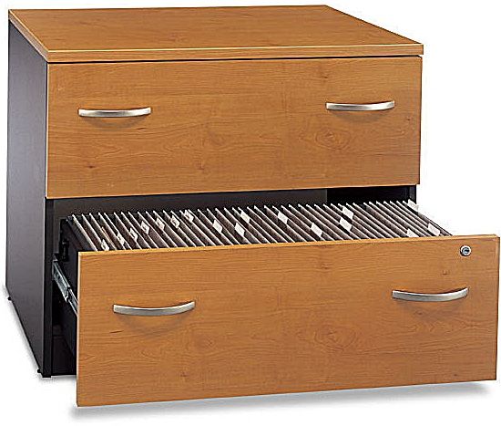 Bush WC72454A Lateral File, Series C Natural Cherry Collection, Natural Cherry Finish, Two drawers hold letter, legal or A4-size files (WC-72454A WC 72454A WC72454)