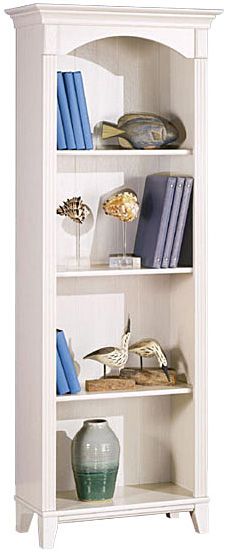 Bush WC80265 Bookcase with 4 levels, 2 adjustable shelves, 1 fixed shelf, Antique White color with Salome Cherry, 69.764