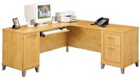 Bush WC81410-03 L-Desk Maple Cross Somerset Collection, 71" Wide, File drawer holds letter-size files, Modesty panels, Extended slide out keyboard shelf, File drawer for letter and legal files, Modesty panels, Concealed vertical CPU storage with rear wire access , Sleek Maple Cross finish, Tapered legs with metallic finish ( WC8141003 WC-8141003 WC81410 8141003 ) 