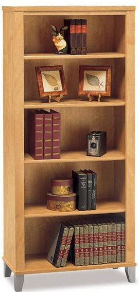 Bush WC81465 Bookcase Maple Cross Somerset Collection, Two fixed shelves for cabinet strength, Three adjustable shelves for storage versatility (WC-81465  WC 81465   WC8146  WC814) 