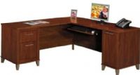 Bush WC81710-03 Somerset Collection L-Desk 71" Hansen Cherry, Extended slide-out keyboard shelf, File drawer for letter and legal files, Concealed CPU storage, File drawer for letter or legal files, Replaced WC81710 (WC81710 03 WC8171003 WC81710 WC-81710 WC 81710) 