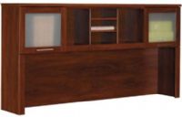Bush WC81711-03 Somerset Collection Hutch for L-Desk 71" Hansen Cherry, Center storage with 3 horizontal shelves, bordered with vertical storage on both sides, Two enclosed storage cabinets accented by framed, frosted, tempered glass doors, For use with L-Desk WC81410, Replaced WC81711 (WC81711 03 WC8171103 WC81711 WC-81711 WC 81711) 