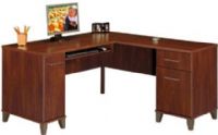 Bush WC81730-03 Somerset Collection L-Desk 60" Hansen Cherry, Extended slide-out keyboard shelf, File drawer for letter and legal files, Concealed CPU storage, File drawer for letter or legal files, Desk width is 23 1/2" D, Return desk width is 19 1/2"D, Replaced WC81730 (WC81730 03 WC8173003 WC81730 WC-81730 WC 81730) 