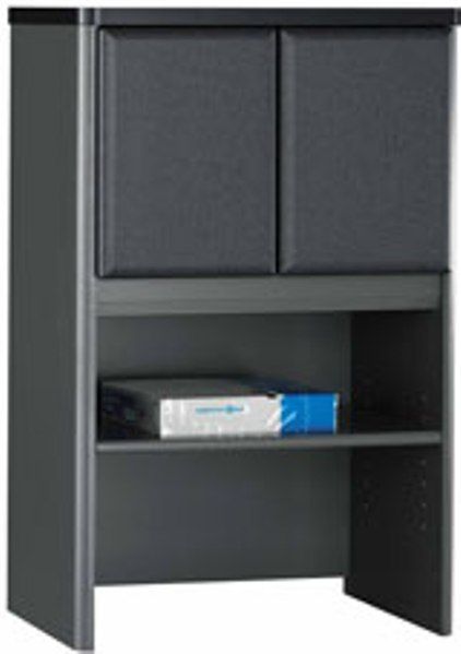 Bush WC84825 Series A Slate Storage Cabinet Hutch, Includes 1 adjustable shelf, Upper area is concealed by 2 doors, European-style, adjustable hinges, Wire management for storing printers and fax machines, 36.50