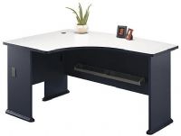 Bush WC84833 Left L Bow Desk Office Furniture, Finish : White Spectrum, Dimensions : 59.50" W x 30.00" H x 43.50" D (WC-84833, WC 84833) 