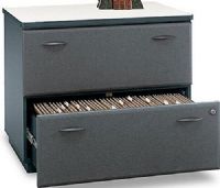 Bush WC84854 Series A: Slate Lateral File, Drawers hold letter-, legal- or A4-size files, Interlocking drawers reduce likelihood of tipping, Full-extension, ball bearing slides allow easy file access, Matches height of Desks for side-by-side configuration, Slate / White Spectrum Paper Finish, UPC 042976848545 (WC84854 WC-84854 WC 84854) 