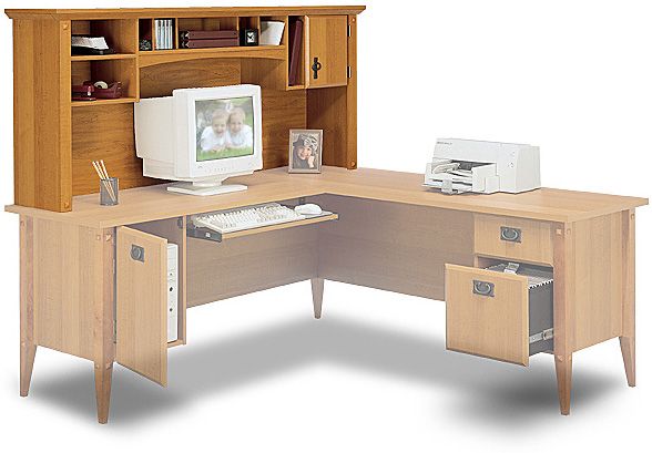 Bush WC91317 Hutch for L-Desk, Mission Pointe Collection, Planked Maple Finish, For WC91310 Desk (WC 91317, WC-91317, 91317)