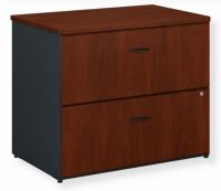 Bush Furniture WC94454P Series A 36W 2 Drawer Lateral File Cabinet, Hansen Cherry Finish; Drawers hold letter, legal or A4-size files; Interlocking drawers reduce likelihood of tipping; Gang lock with interchangeable core affords privacy and flexibility; Full-extension, ball bearing slides allow easy file access; GSA Approved; Assembled Dimensions 35.67" W X 23.35" D X 29.84" H; Package Weight 118.00 lbs; UPC 042976944544 (WC-94454P WC 94454P WC94454-P WC94454PCHERRY BUSHWC94454P A36W) 