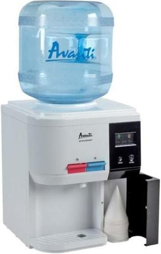 Avanti WD31EC Table Top Thermoelectric Water Cooler Dispenser, White/Black, Selectable Operational Modes (Normal or Energy Saver), Lightweight and Durable ABS Construction, Silent Thermoelectric Technology, For Use at Home or the Office, Full LED Display for all Functions, Push Button Faucets for Hot and Cold Drinking Water, UPC 079841210312 (WD-31EC WD 31EC WD31-EC WD31 EC)