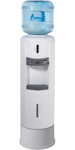 Avanti WD363P Hot/Cold Floor Water Dispenser, White, Lightweight Durable Plastic Body, Contemporary Styling, Push Button Faucets for Cold and Hot Water, Child Safety Guard On Hot Water Faucet, LED Light Indicators for Cold and Hot Water, Large Stainless Steel Reservoir for Water Purity, Large Capacity Cold Water Reservoir, UPC 079841203635 (WD-363P WD 363P WD363-P WD363)