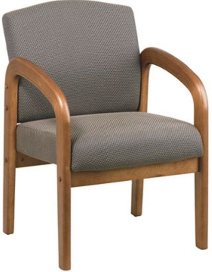 Office StarWD380 Medium Oak Finish Visitors Chair, Thick Padded Seat and Back, 21