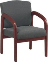 Office Star WD387-320 Wood Guest Chair, Cherry Finish Wood with Charcoal Fabric, Cherry finish wood armrests and base, Thick padded, contour seat and back, Built-in lumbar support, 21" W x 18" D x 4" T Seat Size, 20" W x 17.5" H x 3" T Back Size, 20.25" Arms Max Inside (WD387 320 WD387320 WD387)  
