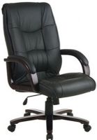 Office Star WD5340 Leather High Back Chair with Mahogany Finish Wood Base and Padded Arms, Built in lumbar support, One touch pneumatic seat height adjustment, Locking tilt control, Adjustable tilt tension, 21" W x 21" D x 4.5" T Seat Size, 21" W x 28" H x 5" T Back Size, Padded leather wrapped wood arms, Premium top grain leather (WD-5340 WD 5340) 