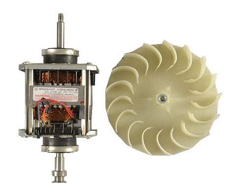 GE General Electric WE17M42 Blower wheel and motor kit, Motor Swith has 6 terminals, Threaded shaft measures 2.5