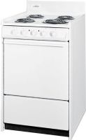 Summit WEM110 Freestanding Electric Range with Manual Clean, Broiler in Oven and Storage Drawer, White Finish, 20" Capacity, Electronic Ignition, 1 x 8" and 3 x 6" Coil Elements, Porcelain Oven Door, Porcelain Top, Porcelain Broiler Tray, Recessed Oven Door, Removable Oven Door (WEM-110 WEM 110) 