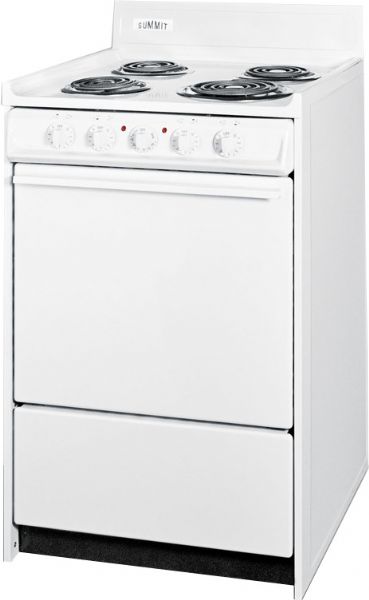 Summit WEM110 Freestanding Electric Range with Manual Clean, Broiler in Oven and Storage Drawer, White Finish, 20