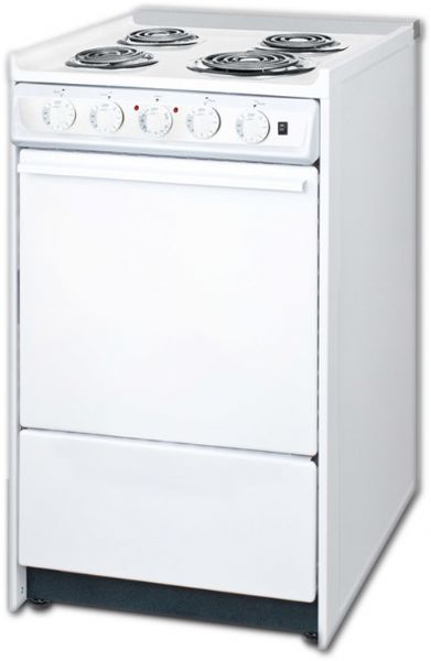 Summit WEM110R Slide-In Electric Range In White With Lower Storage Compartment, 20