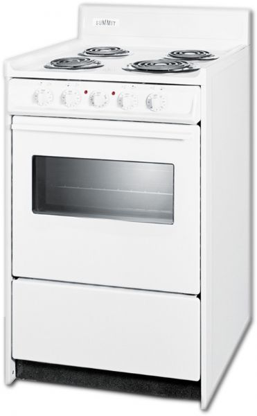 Summit WEM110W Electric Range In White With Oven Window, Interior Light, And Lower Storage Compartment, 20