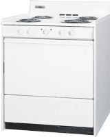 Summit WEM210 Freestanding Electric Range with Manual Clean, Broiler in Oven and Storage Drawer, White Finish, 30" Capacity, Electronic Ignition, 1 x 8" and 3 x 6" Coil Elements, Porcelain Oven Door , Removable oven door, Chrome handle, Porcelain broiler tray with grease well cover (WEM-210 WEM 210) 