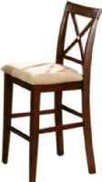 Mira Home Furnishings WESTHILL X-BACK CHAIR BOX Set of 2 Westhill Stool Chairs, Cherry Brown Finish, Hardwood construction, X-back design, Diamond pewter inlay, Upholstered seats, Dimensions 43.50 in. W x 12 in. D x 20 in. H (WESTHILLXBACKCHAIRBOX WESTHILL-X-BACK-CHAIR-BOX) 