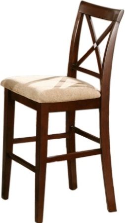 Mira Home Furnishings WESTHILL X-BACK CHAIR BOX Set of 2 Westhill Stool Chairs, Cherry Brown Finish, Hardwood construction, X-back design, Diamond pewter inlay, Upholstered seats, Dimensions 43.50 in. W x 12 in. D x 20 in. H (WESTHILLXBACKCHAIRBOX WESTHILL-X-BACK-CHAIR-BOX)