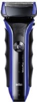 Braun WF1SBL WaterFlex Men's Rechargeable Shaver, Blue, Precision Trimmer, OptiBlade, Wet & Dry Technology, Contour Adaptive Swivel Head, Triple Action Cutting System, Waterproof up to 5m for full washability, LED display for battery status, Up to 45 minutes cordless shaving, Powerful rechargeable Li-lon battery, Full recharge in one hour, Hard travel case, UPC 069055869505 (WF1S-BL WF1S BL WF-1SBL) 