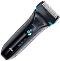 Braun WF2SBK WaterFlex Wet and Dry Shaver, Black; Wet & Dry use with foam or even in the shower; Long hair trimmer for sideburns, moustache & beard; Oscillating head adaptable to the contours, Head rotates 33°, Adapts to your contours; 2-stage LED display showing the status of the battery; Full charge in 1hr only with 45min cordless shaving; UPC 069055869727 (WF2S-BK WF2S) 