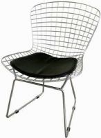 Wholesale Interiors 8320 Bertoia Style Wire Side Chair, Durable black leatherette upholstered seat pad, Non-slip protectors on legs keeps the chair from slipping across the floor, Classic yet modern addition to your home decor, 16"H from ground up and 17"D. Seat Height measures, 16.75"W and 16.5"D. Leatherette seat cushion measures, UPC 878445002442 (8320 WHOLESALEINTERIOR8320 WHOLESALEINTERIOR-8320 WHOLESALEINTERIOR 8320) 
