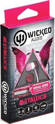 Wicked Audio WI1953 Metallics Earbuds with Microphone, Pink, 10mm Drivers, Noise Isolation, Frequency 20Hz - 20kHz, Impedance 16 Ohms, 3 Sizes of Cushions, Gold plated plug, 4ft. Cord length, UPC 712949005854 (WI-1953 WI 1953)