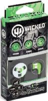 Wicked Audio WI2101 JawBreakers Earbuds, Green, Enhanced Bass, 10mm Drivers, Noise Isolation, Earphone Depth 15mm, Sensitivity 103dB/mW, Frequency 20Hz - 20kHz, Impedance 16 Ohms, Wide range, 3 Cushions, old plated 3.5mm plug, 1.2m Cord Length, UPC 712949005151 (WI-2101 WI 2101) 