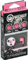 Wicked Audio WI2102 JawBreakers Earbuds, Pink, Enhanced Bass, 10mm Drivers, Noise Isolation, Earphone Depth 15mm, Sensitivity 103dB/mW, Frequency 20Hz - 20kHz, Impedance 16 Ohms, Wide range, 3 Cushions, old plated 3.5mm plug, 1.2m Cord Length, UPC 712949005168 (WI-2102 WI 2102) 