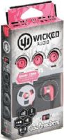 Wicked Audio WI2152 JawBreakers Earbuds with Microphone, Pink, Enhanced Bass, 10mm Drivers, Noise Isolation, Earphone Depth 15mm, Sensitivity 103dB/mW, Frequency 20Hz - 20kHz, Impedance 16 Ohms, Wide range, 3 Cushions, old plated 3.5mm plug, 1.2m Cord Length, UPC 712949005953 (WI-2152 WI 2152) 
