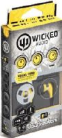 Wicked Audio WI2154 JawBreakers Earbuds with Microphone, Yellow, Enhanced Bass, 10mm Drivers, Noise Isolation, Earphone Depth 15mm, Sensitivity 103dB/mW, Frequency 20Hz - 20kHz, Impedance 16 Ohms, Wide range, 3 Cushions, old plated 3.5mm plug, 1.2m Cord Length, UPC 712949006158 (WI-2154 WI 2154) 