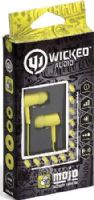 Wicked Audio WI2207 "Mojo" Earbuds, Yellow, 10mm Driver, Sensitivity 106 dB, Impedance 16 Ohms, Frequency 20Hz-20000Hz, Gold-Plated Plug Material, Enhanced Bass, Noise Isolation, Wide Range, 3 Different Sizes of Cushions (Small, Medium & Large), 4ft/1.2m Cord Length, UPC 712949006370 (WI-2207 WI 2207) 