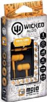 Wicked Audio WI2253 "Mojo" Earbuds with Mic, Orange, 10mm Driver, Sensitivity 106 dB, Impedance 16 Ohms, Frequency 20Hz-20000Hz, Gold-Plated Plug Material, Enhanced Bass, Noise Isolation, Wide Range, 3 Different Sizes of Cushions (Small, Medium & Large), 4ft/1.2m Cord Length, UPC 712949006851 (WI-2253 WI 2253) 