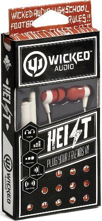 Wicked Audio WI-2401 Heist Ear Buds with Extra Jack, Rust/Ivory, 10 mm Driver, 16 Ohms Impedance, 103 dB Sensitvity, 20-20000 Hz Frequency, 4 ft/1.2m Cord Length, Gold-Plated Plug Material, Enhanced Bass, Noise Isolation, 3 Cushions, Sharing, UPC 712949006479 (WI2401 WI 2401)