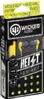 Wicked Audio WI-2402 Heist Ear Buds with Extra Jack, Slate/Yellow, 10 mm Driver, 16 Ohms Impedance, 103 dB Sensitvity, 20-20000 Hz Frequency, 4 ft/1.2m Cord Length, Gold-Plated Plug Material, Enhanced Bass, Noise Isolation, 3 Cushions, Sharing, UPC 712949006486 (WI2402 WI 2402) 