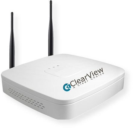ClearView WIFI-NVR-4 4 Channel Wireless NVR Recorder supports up to 5 Megapixel; White; 4 Channel Recording; H.264/MJPEG dual codec decoding; Max 80Mbps incoming bandwidth; HDMI/VGA simultaneous video output; Synchronous realtime playback GRID interface; ONVIF Version 2.4 conformance; UPC 617401206308 (WIFI-NVR4I WIFINVR-4 WIFI-NVR-4WIFI SECURITY-WIFI-NVR-4 WIFI-NVR-4-CLEARVIEW CLEARV-WIFI-NVR-4)