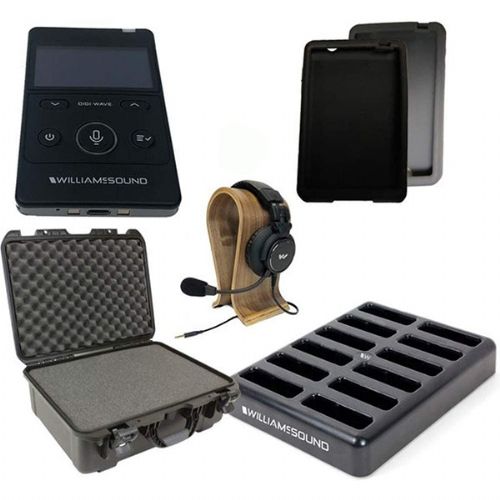 Williams Sound DWS COM 8 400 Digi-Wave 400 Series Intercom System For 8 Participants With 8-DLT 400, 8-157 Headset Mics, Case; Complete portable intercom system; Slim, lightweight, and simple to set up and use; Simplified menu system via large OLED screen; 2.4 GHz licence-free operation; 87-bit encryption and frequency-hopping technology; Programable mic buttons (WILLIAMSSOUNDDWSCOM8400 WILLIAMS SOUND DWS COM 8 400 SOUND SYSTEMS HEADSET MIC INTERCOM)